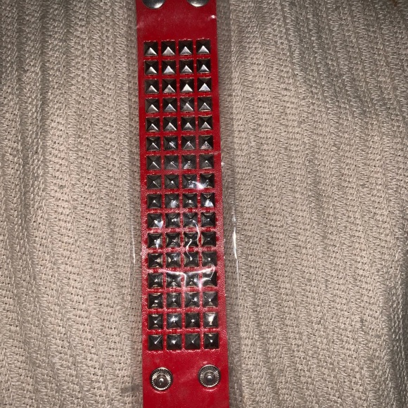 Jewelry - Red Leather Studded Bracelet